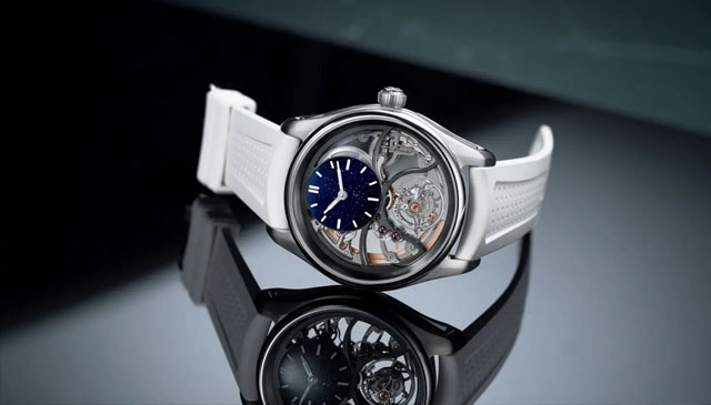 H. MOSER & CIE. 亨利慕时开拓者系列圆柱游丝陀飞轮镂空砂金石腕表萨昆·巴克利特别款：专属创作